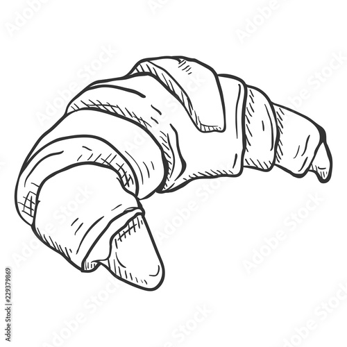 Vector Single Sketch Illustration - Crusty Fresh Croissant