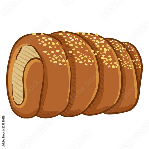Vector Cartoon Traditional Czech Snack - Trdelnik with Sugar Crumb