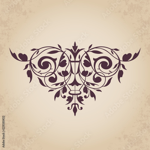 Decorative calligraphic ornate element for design in vintage style
