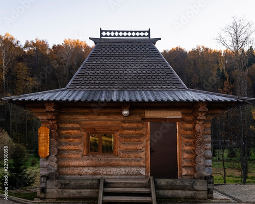 Wooden house. Chopped wood house. Home for living in the holy land. © Александр К