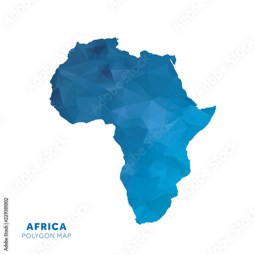 Map of Adrica. Blue geometric polygon map.