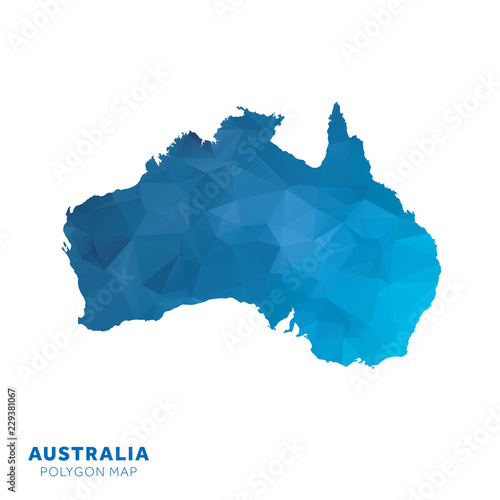 Map of Australia. Blue geometric polygon map.