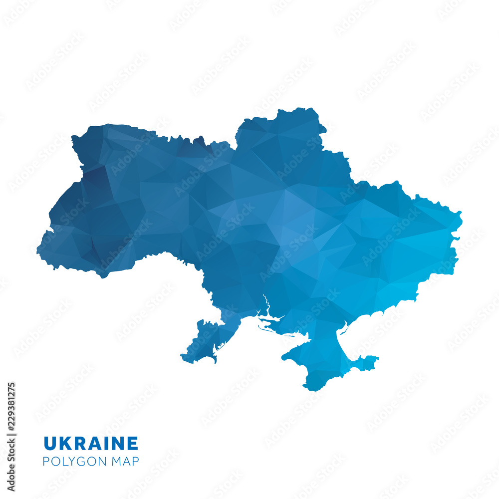 Obraz premium Map of Ukraine. Blue geometric polygon map.