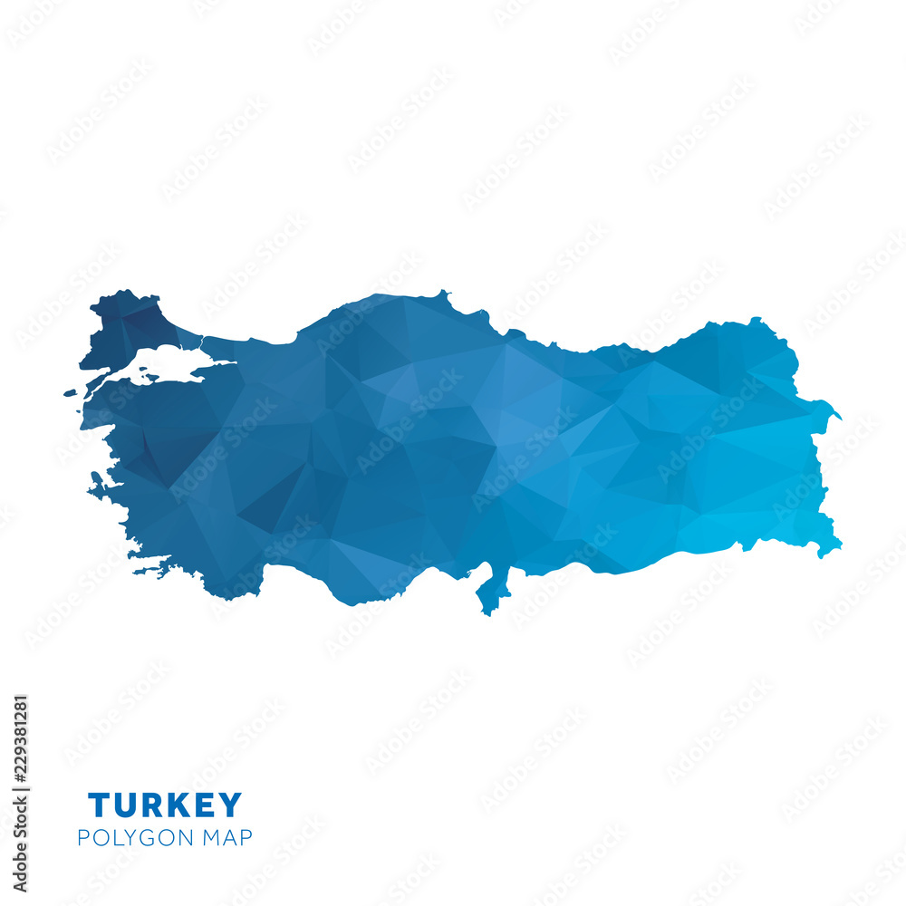 Map of Turkey. Blue geometric polygon map. Map of Turkey. Blue geometric polygon map.