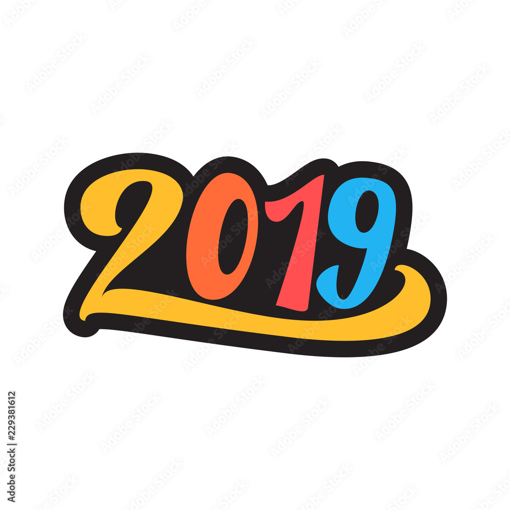 Lettering 2019 happy new year banner Lettering 2019 happy new year banner