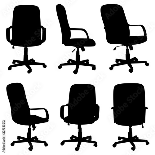 Set of different office chairs isolated on white