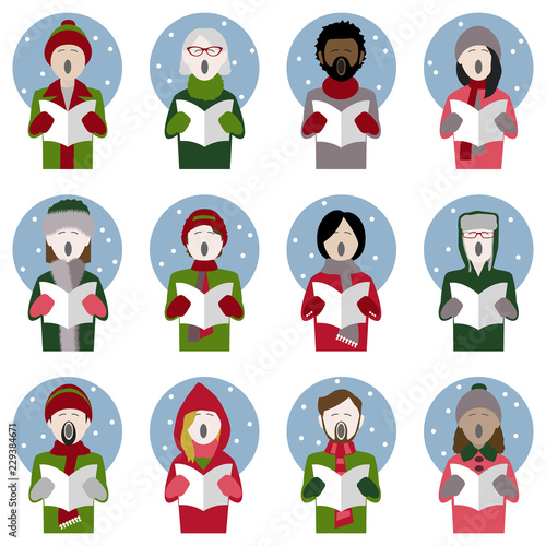 christmas carol singer icons