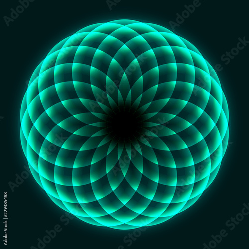 Mandala design. Flower of Life. Sacred Geometry. Pattern of rotating circles. Mathematical symbol. Balance and harmony. Vector illustration.