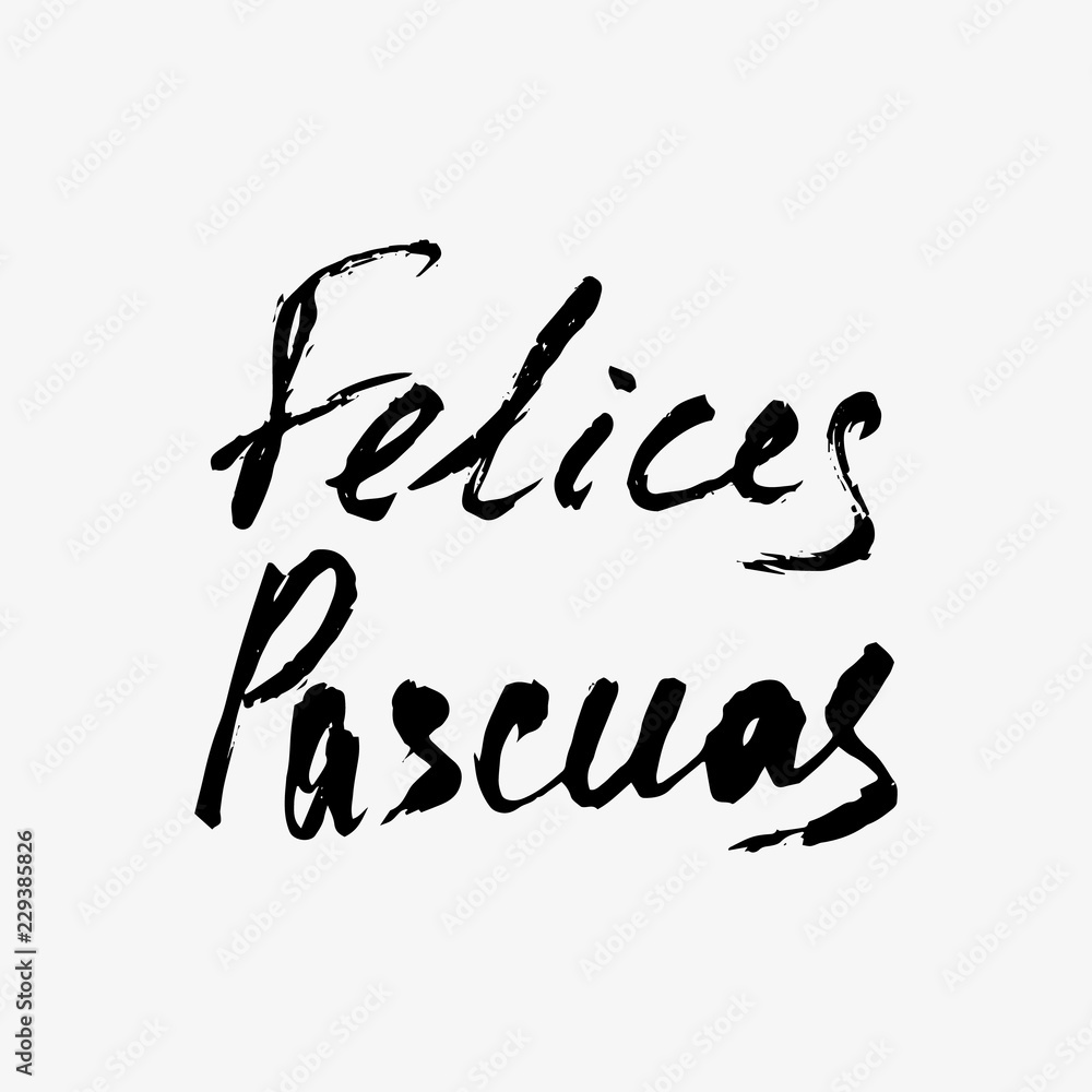 Happy Easter in Spanish. Modern calligraphy greeting card. Handwritten black phrases on white background. Vector for festive decor. Happy Easter in Spanish. Modern calligraphy greeting card. Handwritten black phrases on white background. Vector for festive decor.