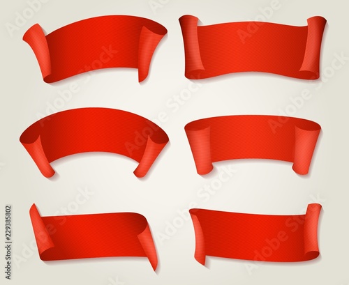 Retro red ribbons. Silk or ...