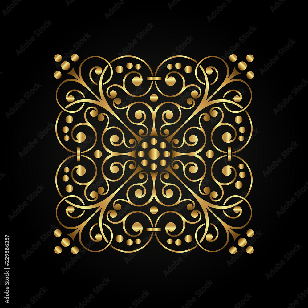 Gold luxury decorative calligraphic ornamental element for design in vintage style Gold luxury decorative calligraphic ornamental element for design in vintage style