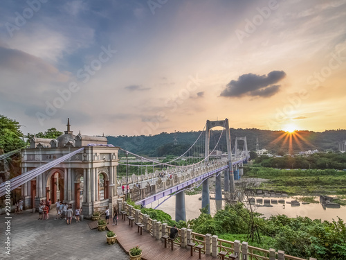 Daxi Bridge with sunset in Taoyuan City, Taiwan. photo