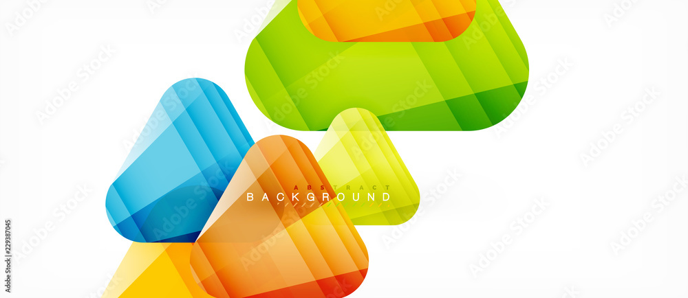 Glass triangles modern geometric composition, abstract background Glass triangles modern geometric composition, abstract background