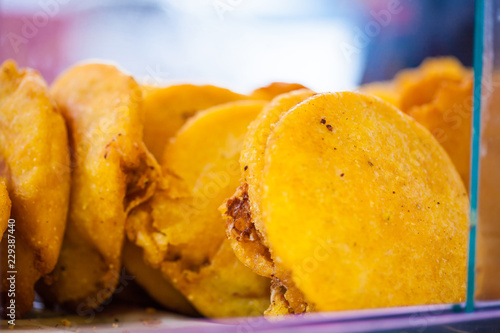 Street sale of typical fried food in Cartagena de Indias