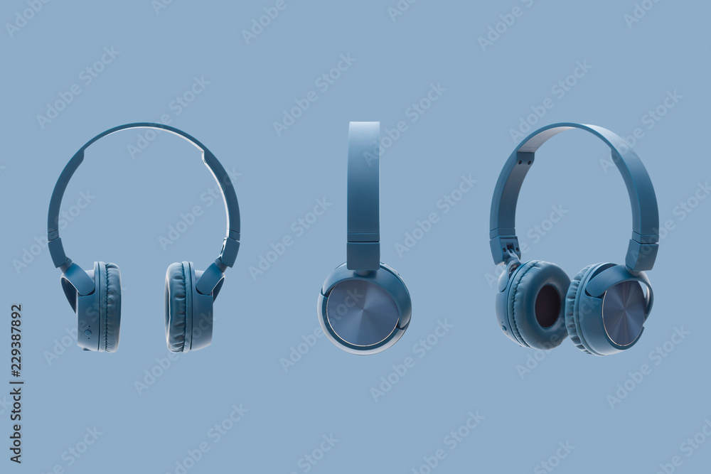bluetooth blue headphone on blue background bluetooth blue headphone on blue background