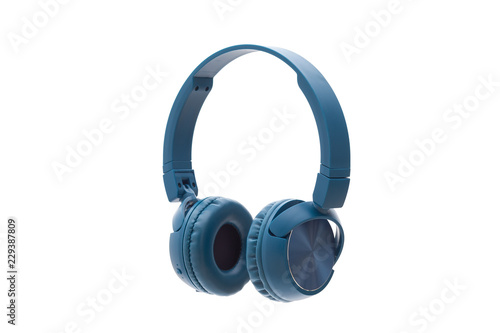 bluetooth blue headphone on white background isolated