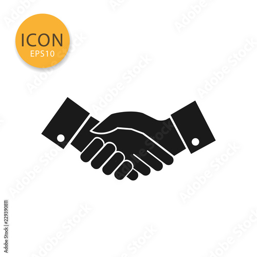 Hand shake icon isolated flat style.