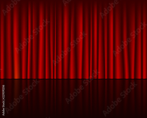 Empty stage with red curtain seamless template