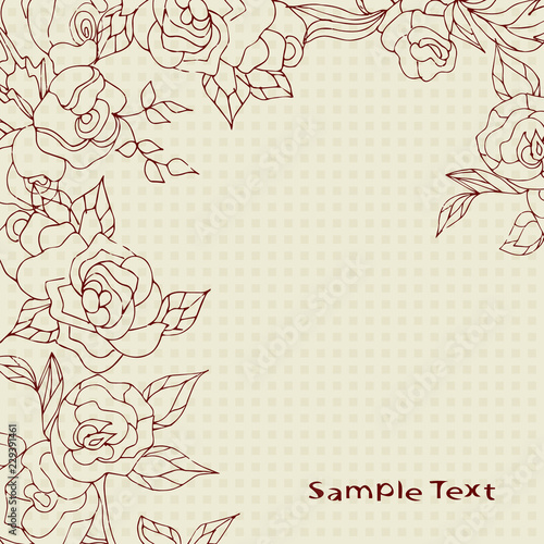 Background, texture, card with roses. The Flowers. Doodle, Sketch