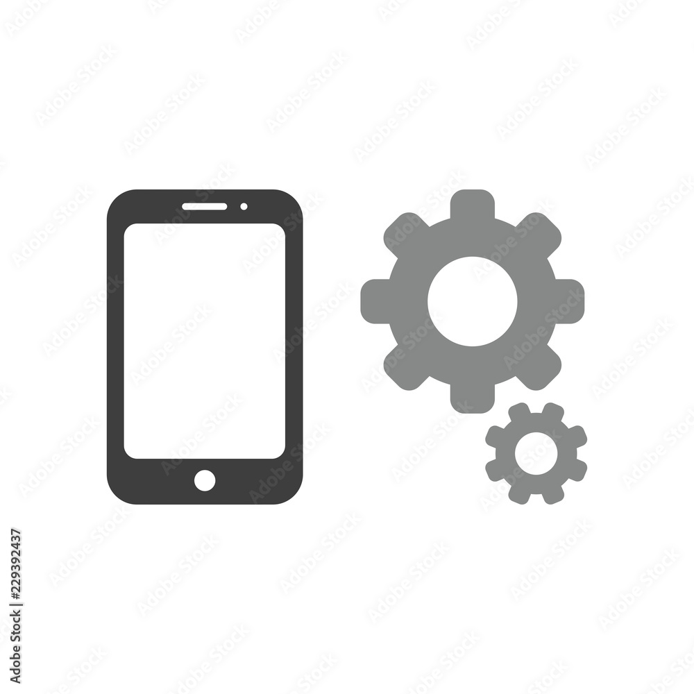 Vector icon concept of smartphone with gears Vector icon concept of smartphone with gears