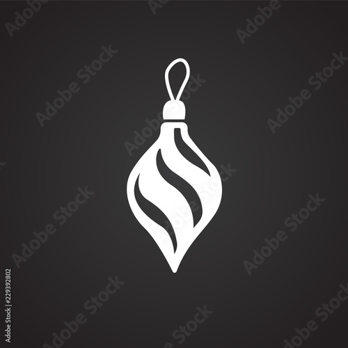Christmas tree ball conal on black background icon photo