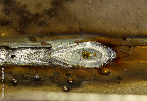 welding seam onto steel sheet metal photo