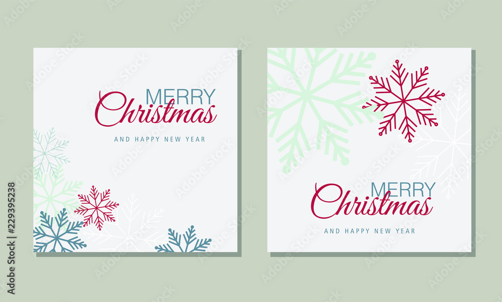 Christmas card vector tree snowflakes new year