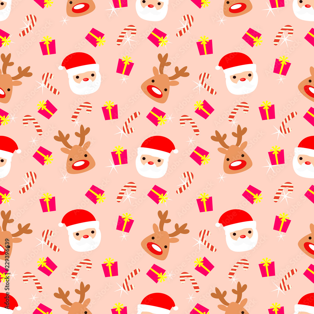 Cute Santa claus and reindeer seamless pattern. Cute Santa claus and reindeer seamless pattern.