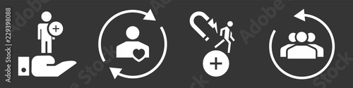 Customer retention icon set. Simple set of customer retention vector icons for web design on gray background