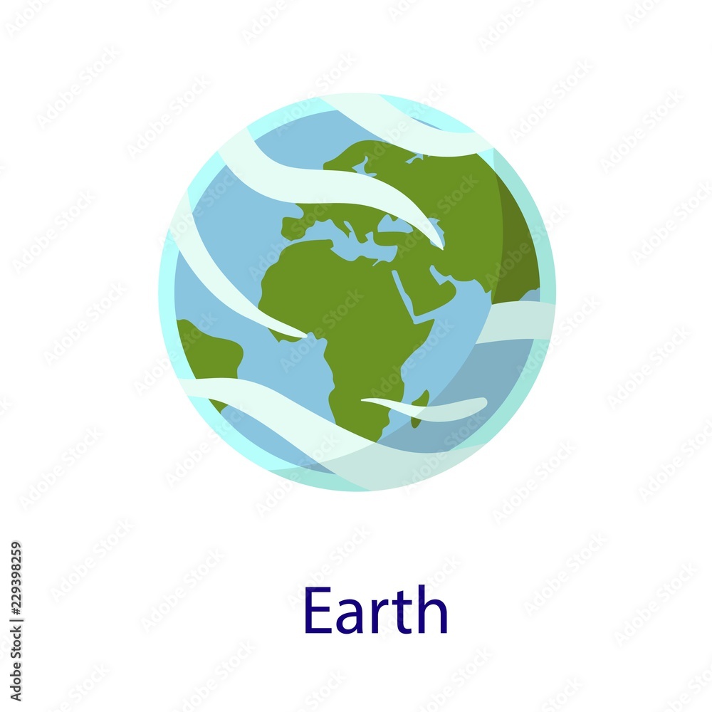 Earth space planet icon. Flat illustration of earth space planet vector icon isolated on white background
