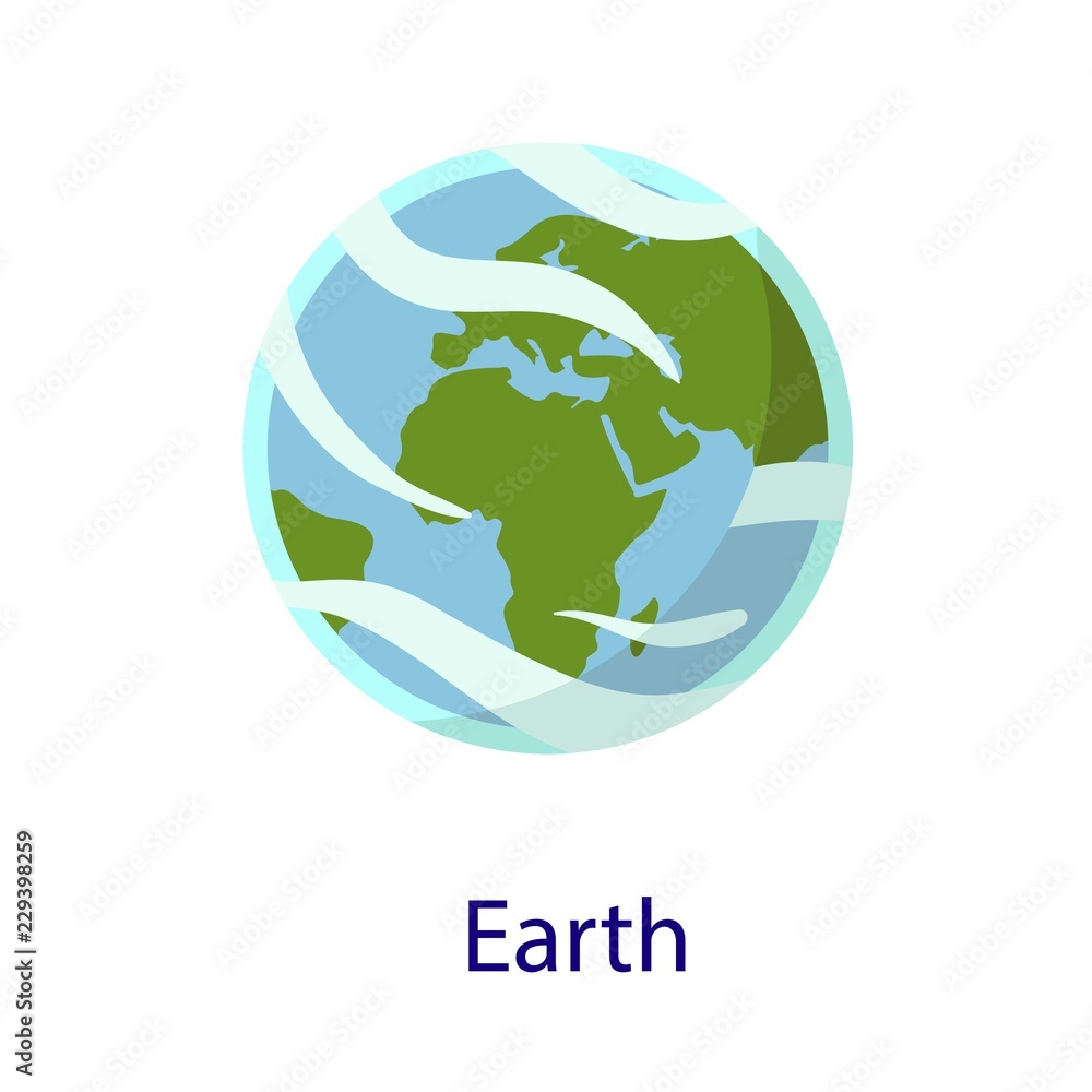 Earth space planet icon. Flat illustration of earth space planet vector icon isolated on white background Earth space planet icon. Flat illustration of earth space planet vector icon isolated on white background