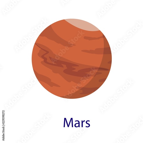 Mars planet icon. Flat illustration of mars planet vector icon isolated on white background