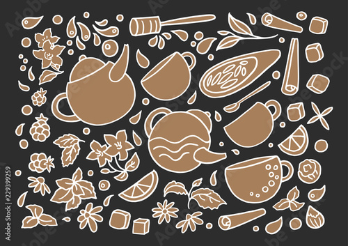 Vector set. Aroma herbal tea