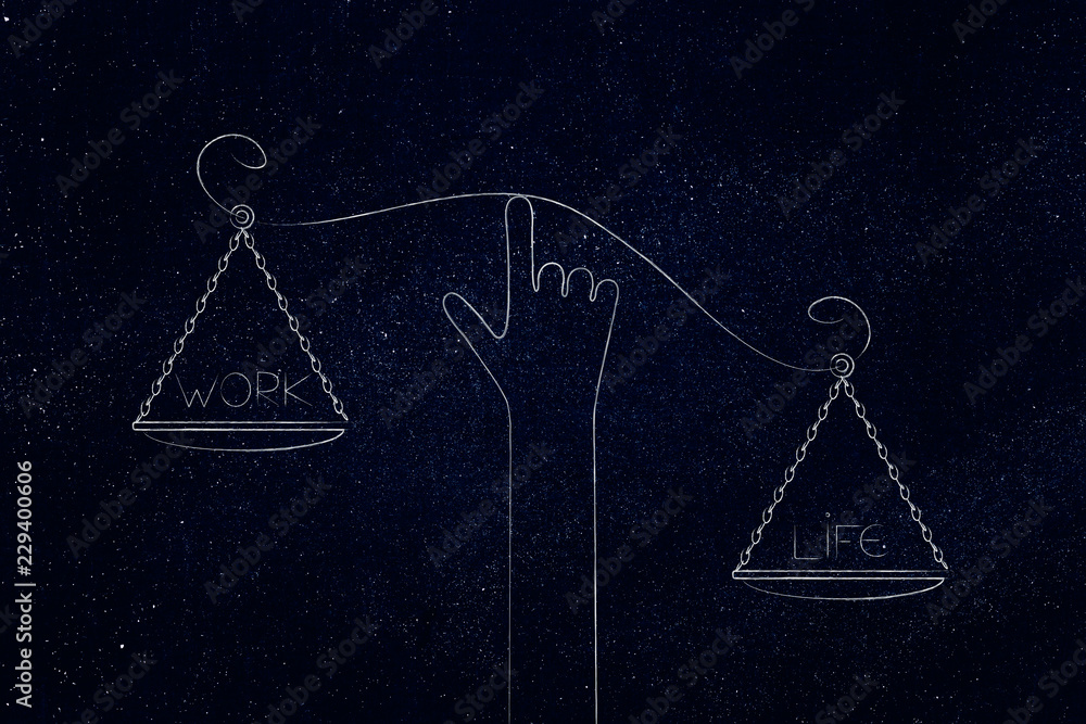 Ilustrace „hand holding unbalanced scale plates with more life than ...