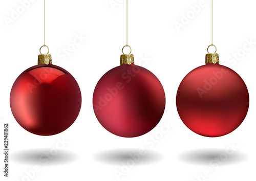 Red Christmas Ball Set for Your Project - Colored Illustrations with Glossy Ball and Matting Ball, Vector