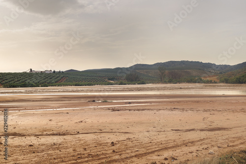 Muddy flood over devastated croplands after historic storms in Seville and Málaga