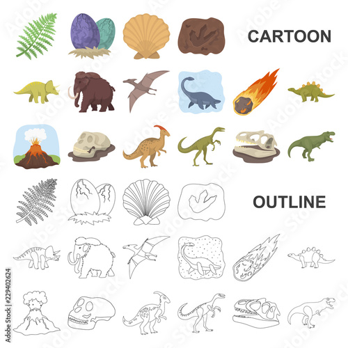 Different dinosaurs cartoon icons in set collection for design. Prehistoric animal vector symbol stock web illustration.