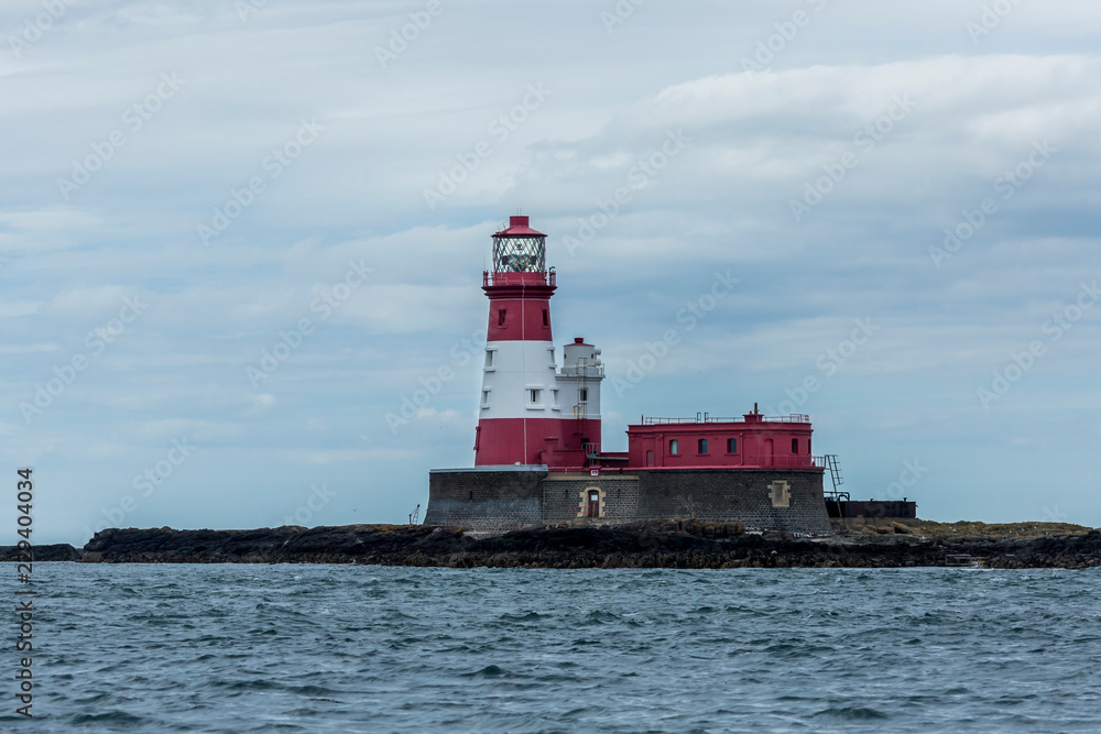 Longstone Lighthouse on Outer Farne, Farne Islands, Northumberland, England, UK,