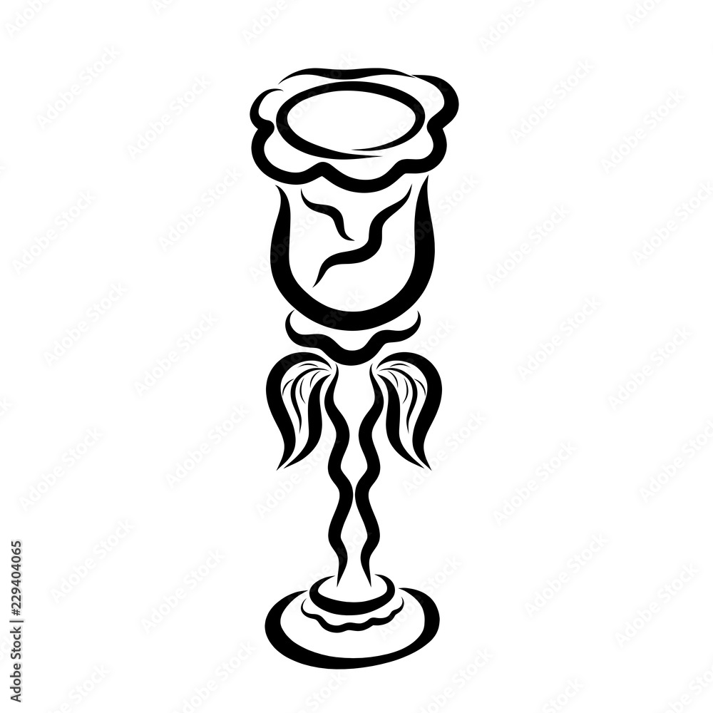 Bowl, candlestick or glass in the form of a rose, black sketch Bowl, candlestick or glass in the form of a rose, black sketch