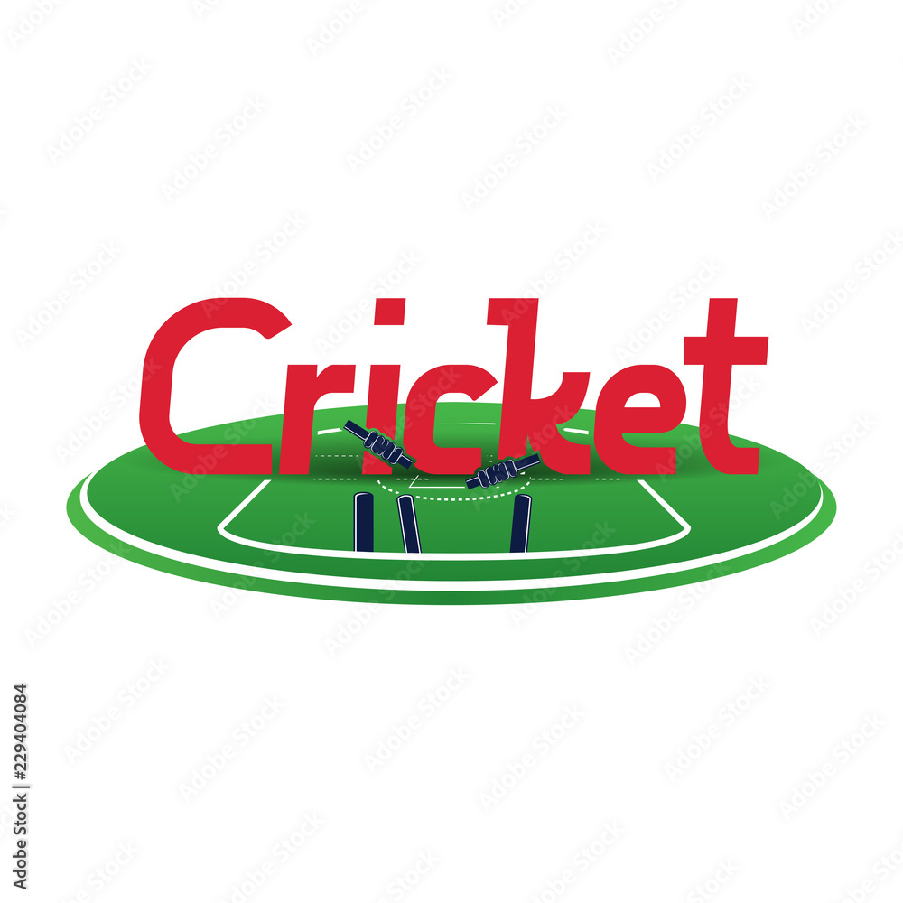 Cricket Poster Event Info Postcard Design, Cricket wicket on the field, vector Stock Vector Adobe Stock