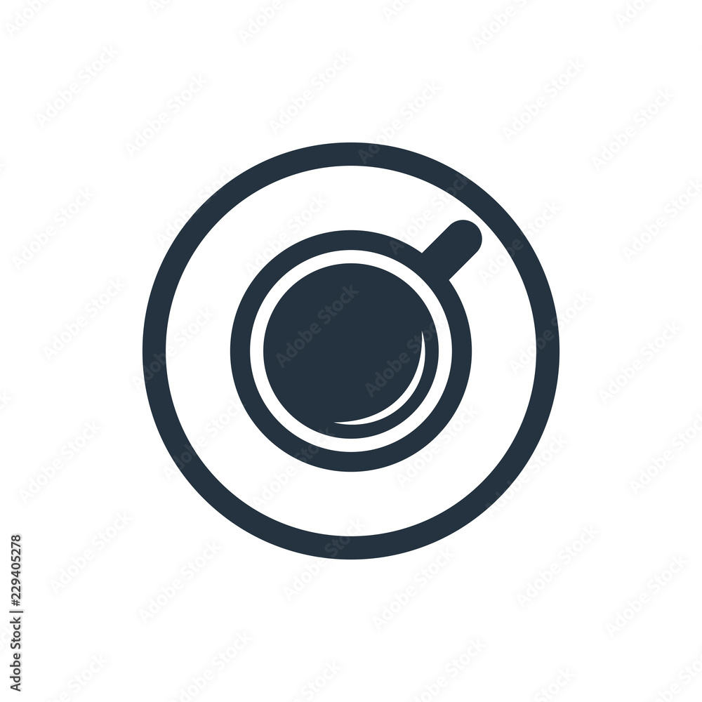 Cup, saucer isolated top icon on white background, coffee set, logo and sign Cup, saucer isolated top icon on white background, coffee set, logo and sign