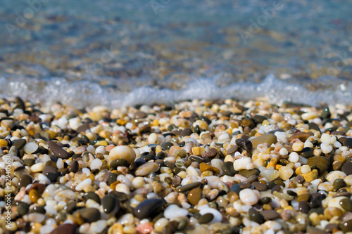 Background texture of wet beautiful sea stones