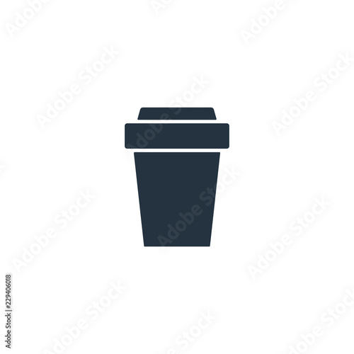 Paper cup isolated flat icon on white background, 400 coffee set, logo and sign