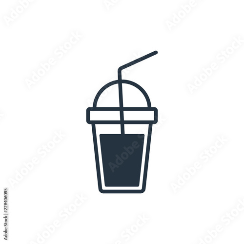 Iced coffee in plastic cup isolated icon on white background, 400 coffee set, logo and sign