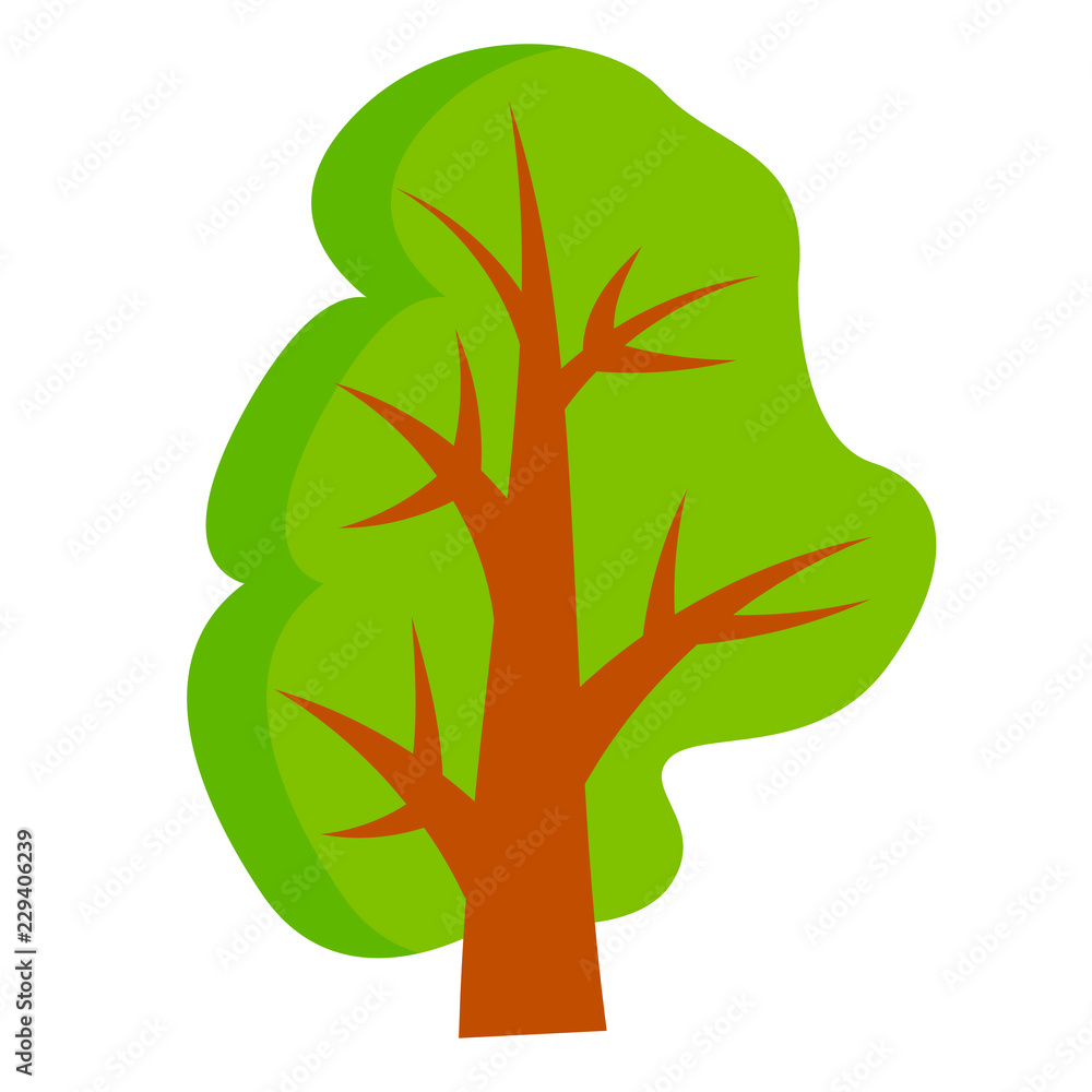 Cartoon green tree isolated on white background. Vector illustration. Cartoon green tree isolated on white background. Vector illustration.