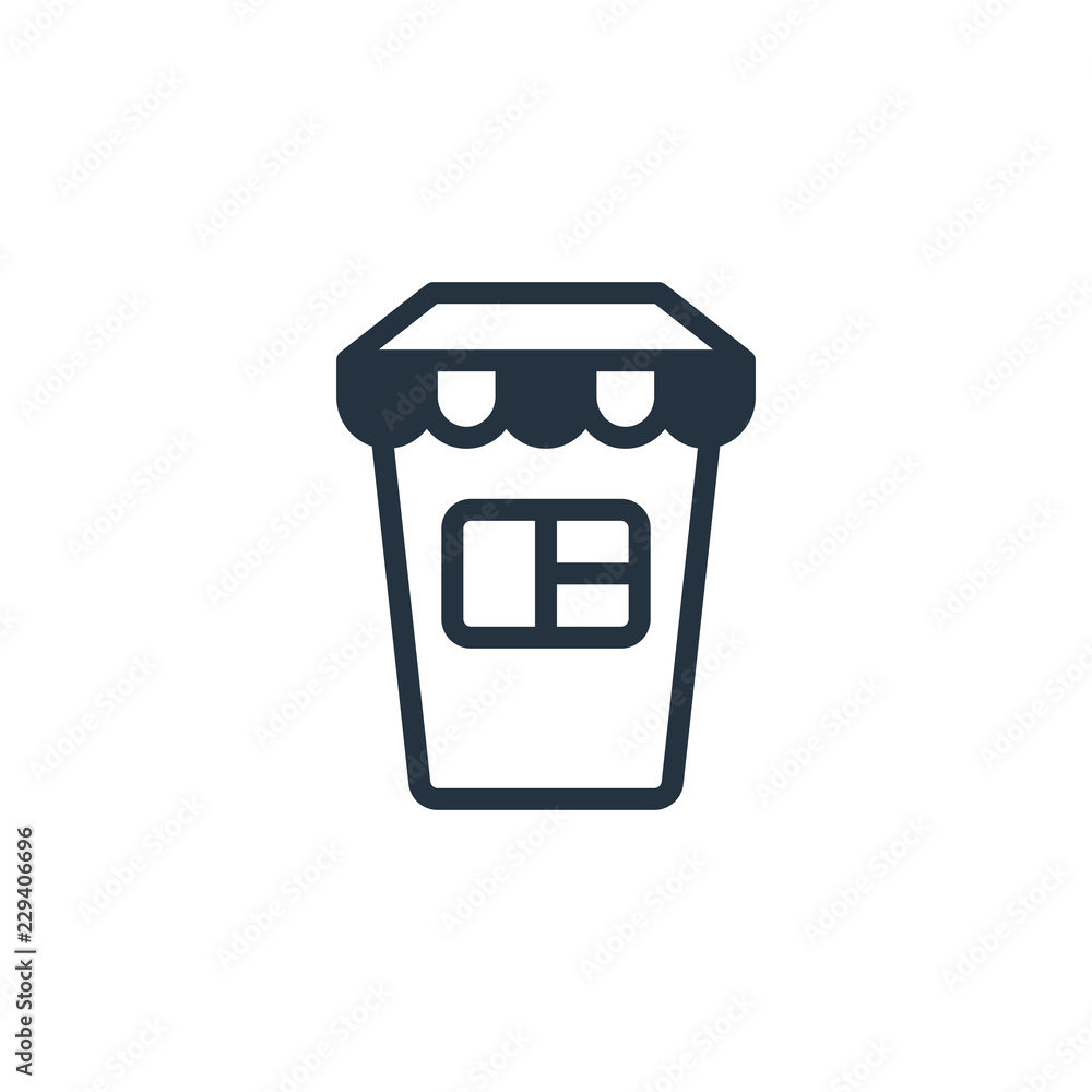 Coffee cup form shop, house, building isolated line icon on white background, 400 coffee set, logo and sign Coffee cup form shop, house, building isolated line icon on white background, 400 coffee set, logo and sign