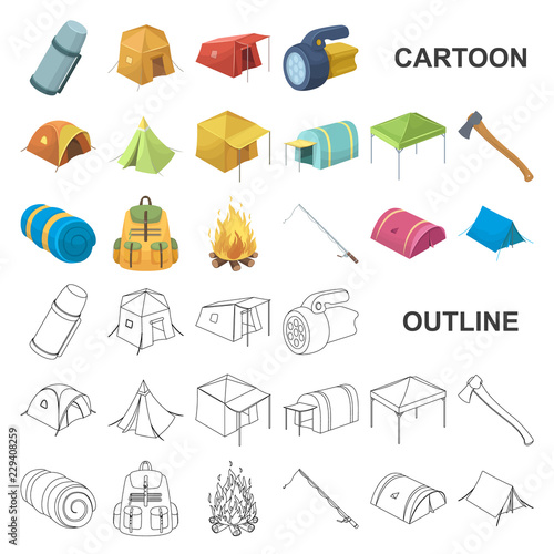 Different kinds of tents cartoon icons in set collection for design. Temporary shelter and housing vector symbol stock web illustration.