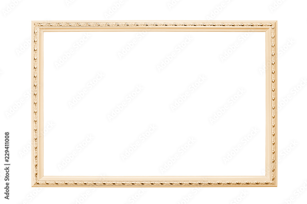 Gold frame for photos, pictures on a white background Gold frame for photos, pictures on a white background