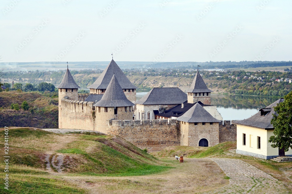 Fototapeta premium Medieval fortress in the Khotyn town West Ukraine. One of the Seven Wonders of Ukraine.