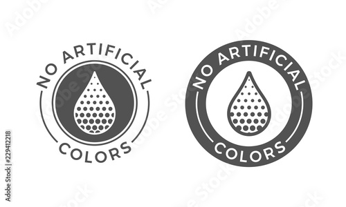 No artificial colors and dyes vector icon. Skin and body care cosmetic product medical color drop symbol